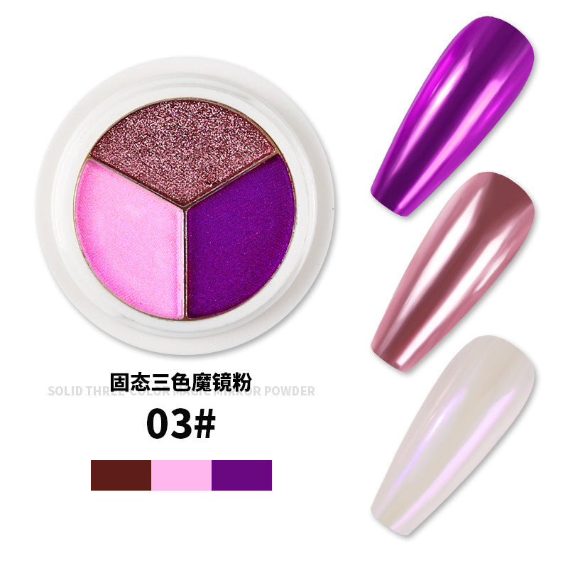 FFMA010 New nail three-color solid magic mirror powder, super bright powder, nail mirror powder, titanium powder