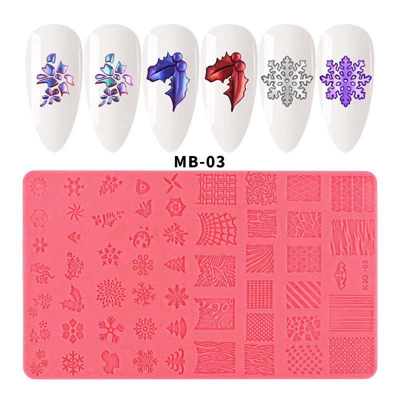 FYMB009 Nail Silicone Printing Stencil , Plastic Stencil , 3D Stereo Relief