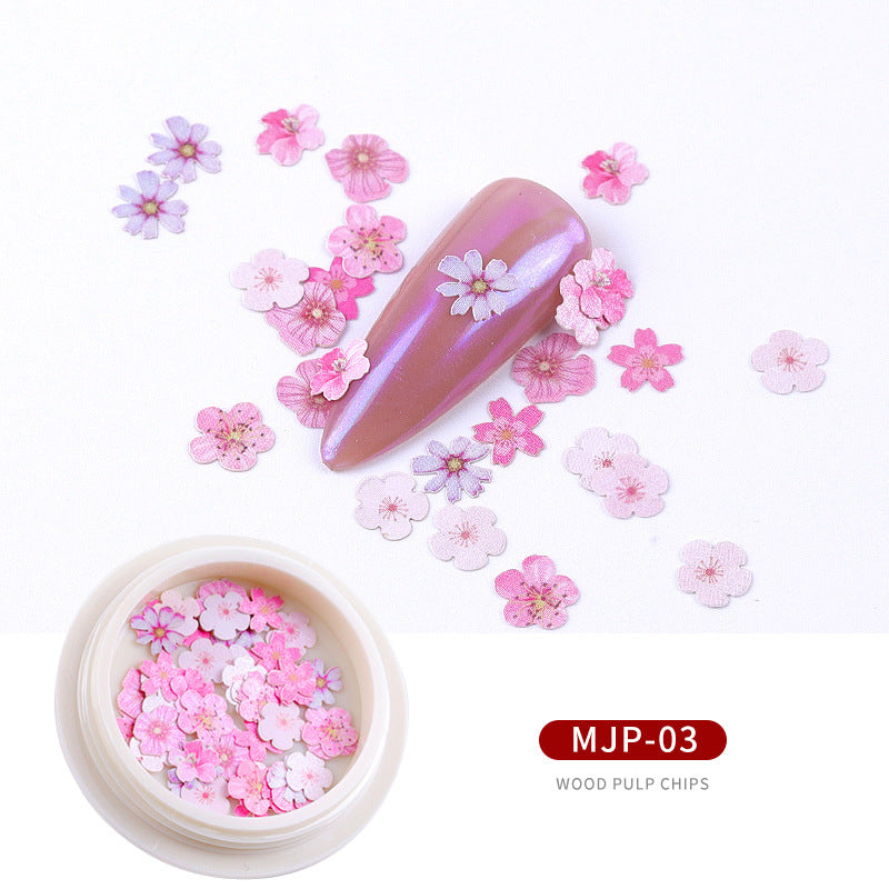 FDMC023 New nail accessories, nail wood pulp, small daisy flowers and leaves mixed nail stickers decoration