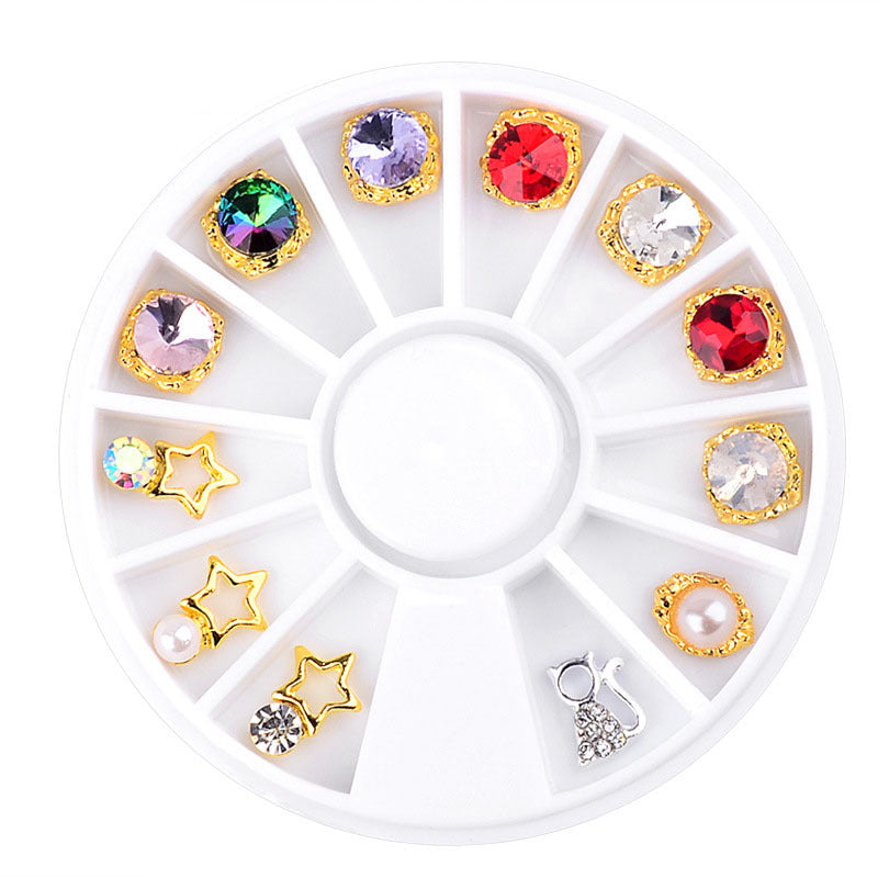 FDME010 Nail art turntable jewelry, colorful special-shaped AB diamond colorful glass drill nail jewelry turntable collection