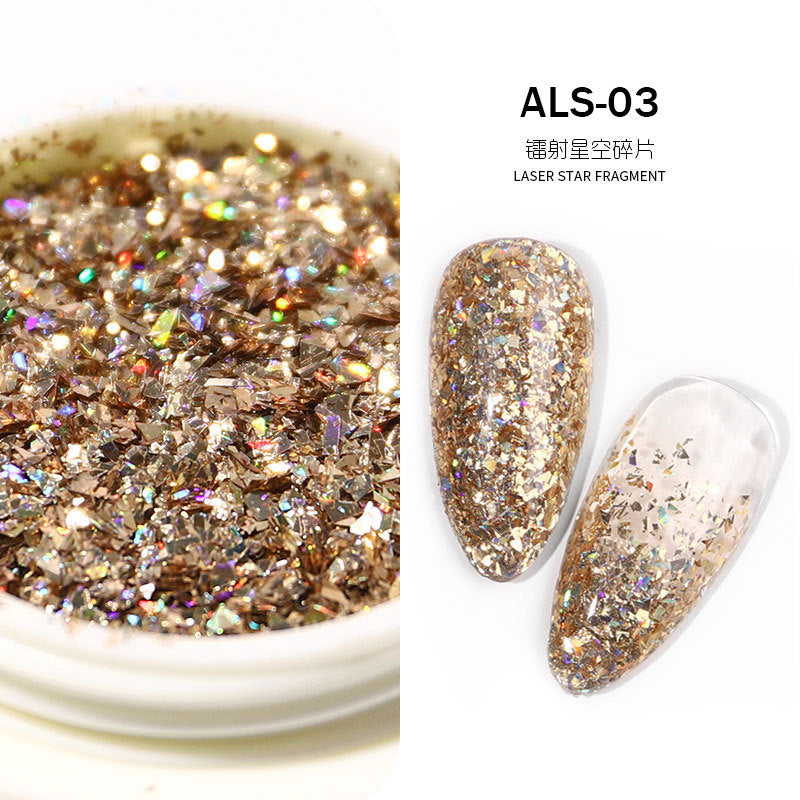 FFMB003 Irregular laser starry sky fragments sequins, nail stickers color-changing glitter