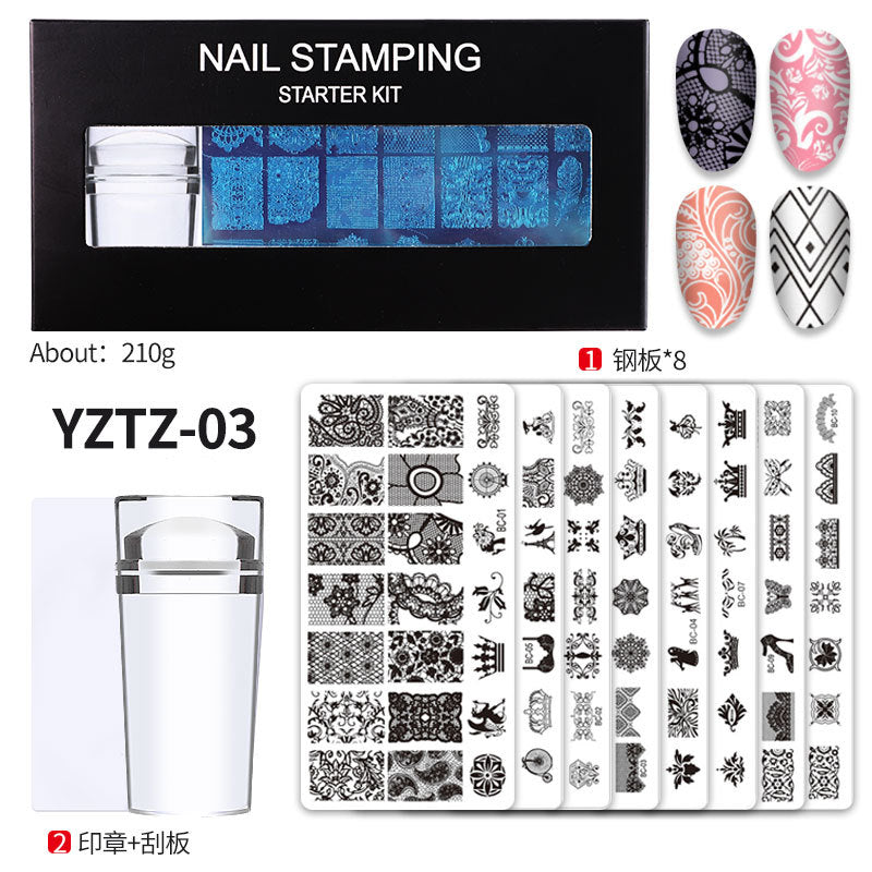 FYMB007 Printing set stamp printing steel plate, nail polish-free painting manicure tools full set, wholesale