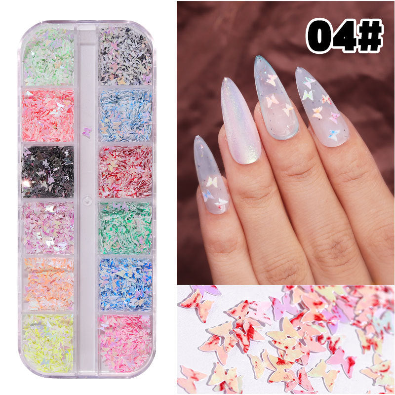 FFMB005 12 Color Mixed Nail Art Sequins Laser Symphony Star Butterfly Fluorescent DIY Nail Art Decorative Sequins