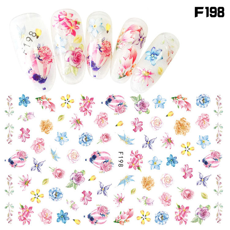 FSMB008 New nail stickers, ink flower 3d nail stickers, large flowers, F series stickers