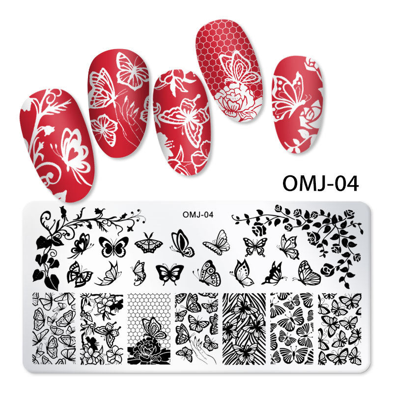 FYMB005 New nail art printing template, Christmas tree butterfly, printed steel plate square template