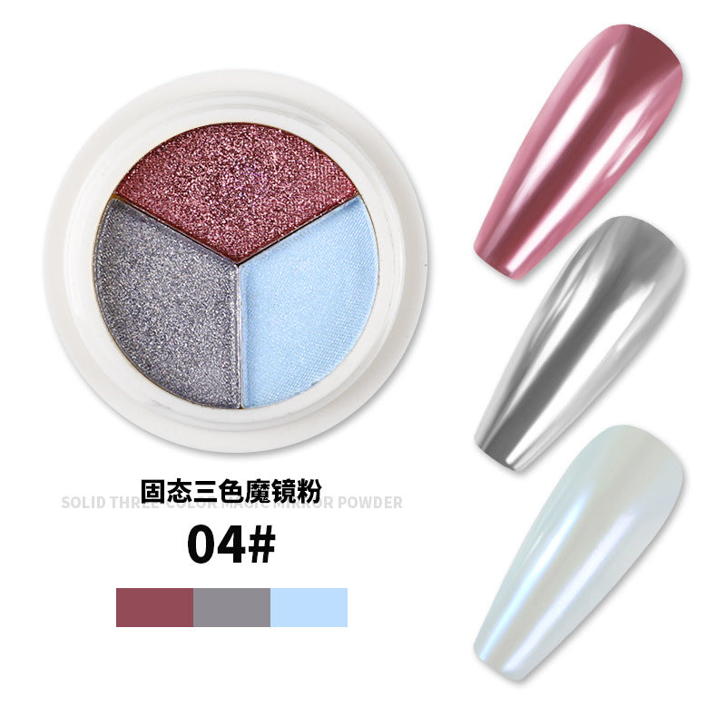 FFMA010 New nail three-color solid magic mirror powder, super bright powder, nail mirror powder, titanium powder