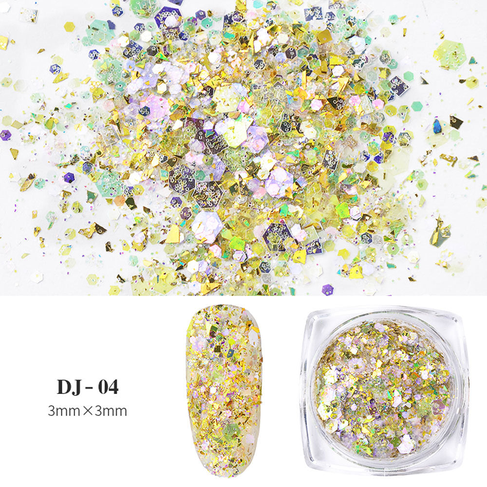 FFMB001 12 shades of light change to onion powder, phantom glitter sequin glitter powder, color-changing sequin size assortment