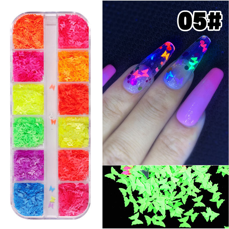 FFMB005 12 Color Mixed Nail Art Sequins Laser Symphony Star Butterfly Fluorescent DIY Nail Art Decorative Sequins