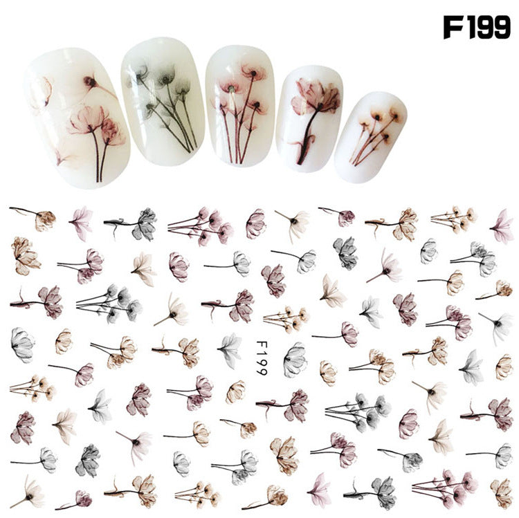 FSMB008 New nail stickers, ink flower 3d nail stickers, large flowers, F series stickers