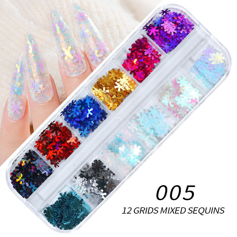 FFMB012 Hot nail sequins, nail gold and silver heart letter laser patch set