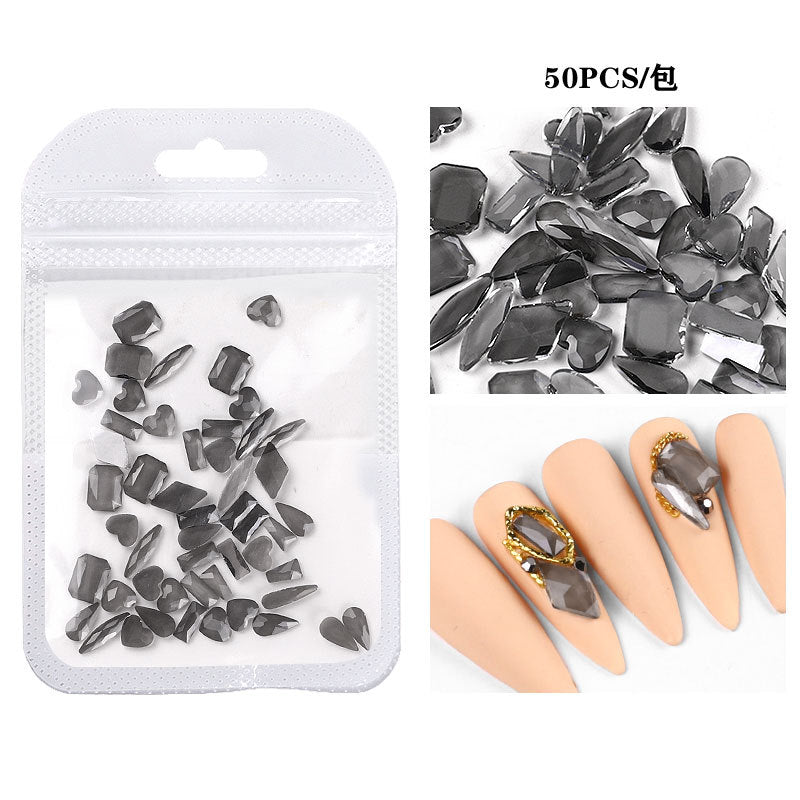 FDMA004 Crystal flat bottom diamonds, 50 mixed nail art AB diamonds, accessories, flat bottom mixed diamonds, nail art accessories