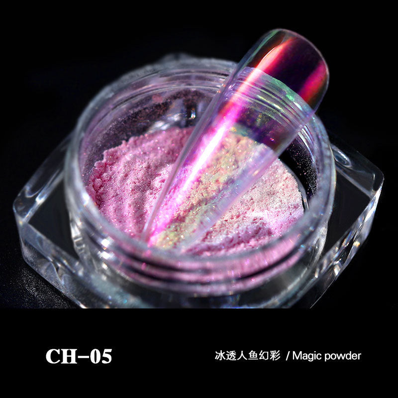 FFMA009 Ice transparent nude color powder, aurora powder, nail art magic color mermaid mirror powder, magic mirror powder 0.2g