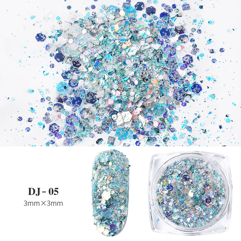 FFMB001 12 shades of light change to onion powder, phantom glitter sequin glitter powder, color-changing sequin size assortment