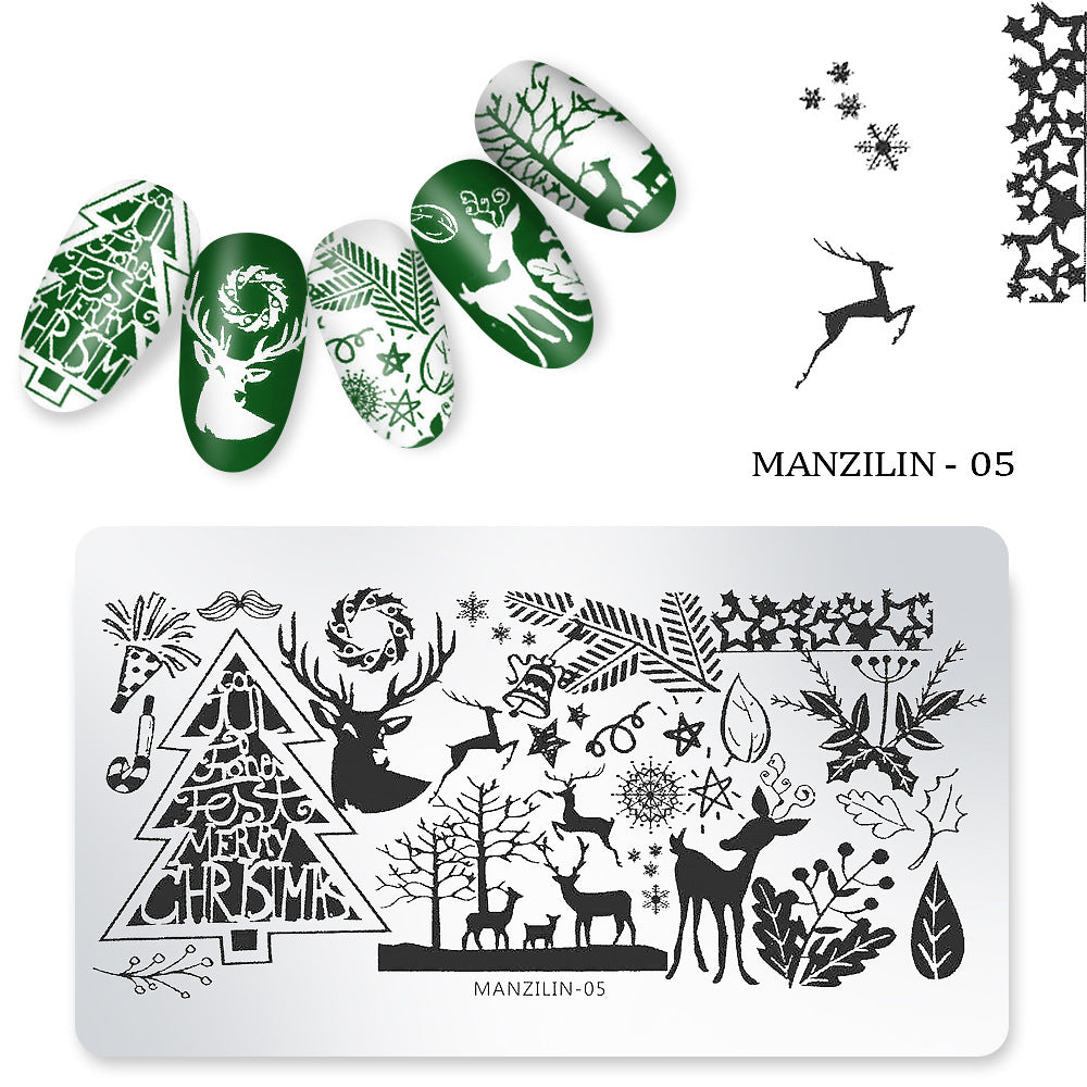 FYMB008 Christmas snowflake rectangular nail plate, printing template, nail transfer printing tool series