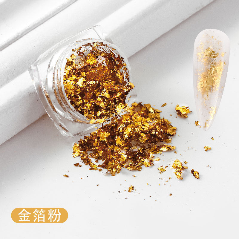 FSMB002 New Nail Art, Gold Foil Wire, Gold and Silver Foil Fragments, Nail Polish Glue DIY Decoration, Tin Foil