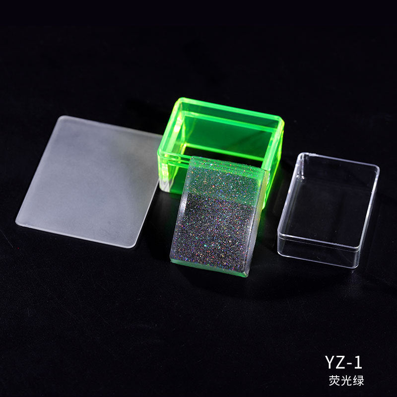 FYMA005 Nail Silicone Stamp, Laser Shrinkage Transparent Large Scraper Silicone Stamp Head, Nail Printing Collection