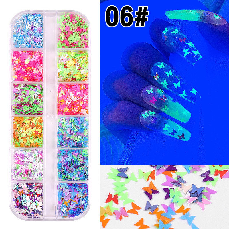 FFMB005 12 Color Mixed Nail Art Sequins Laser Symphony Star Butterfly Fluorescent DIY Nail Art Decorative Sequins