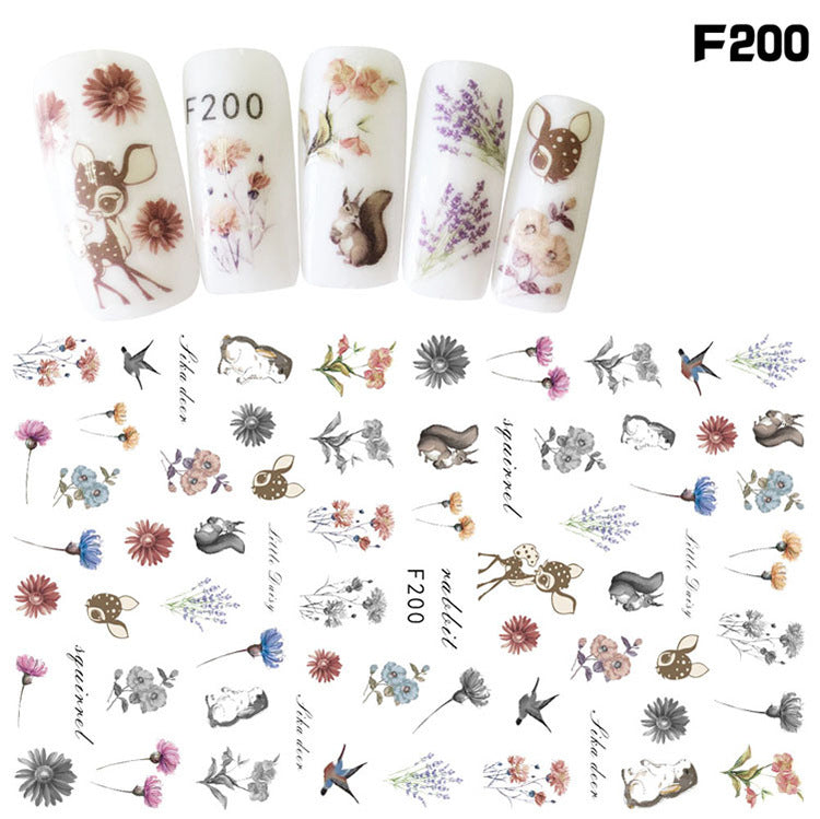 FSMB008 New nail stickers, ink flower 3d nail stickers, large flowers, F series stickers