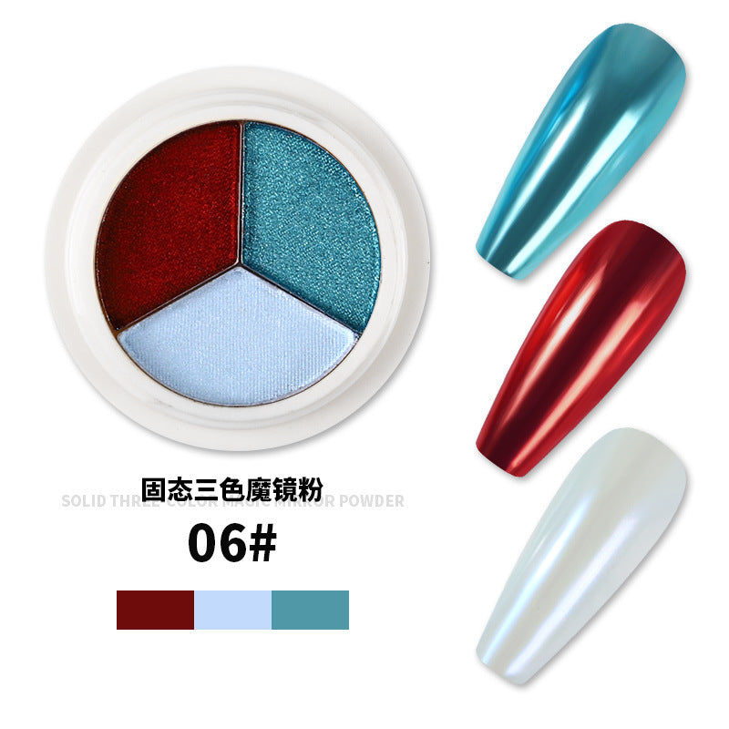 FFMA010 New nail three-color solid magic mirror powder, super bright powder, nail mirror powder, titanium powder