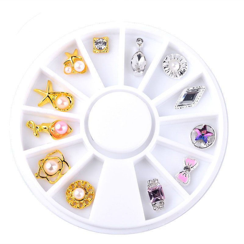 FDME010 Nail art turntable jewelry, colorful special-shaped AB diamond colorful glass drill nail jewelry turntable collection