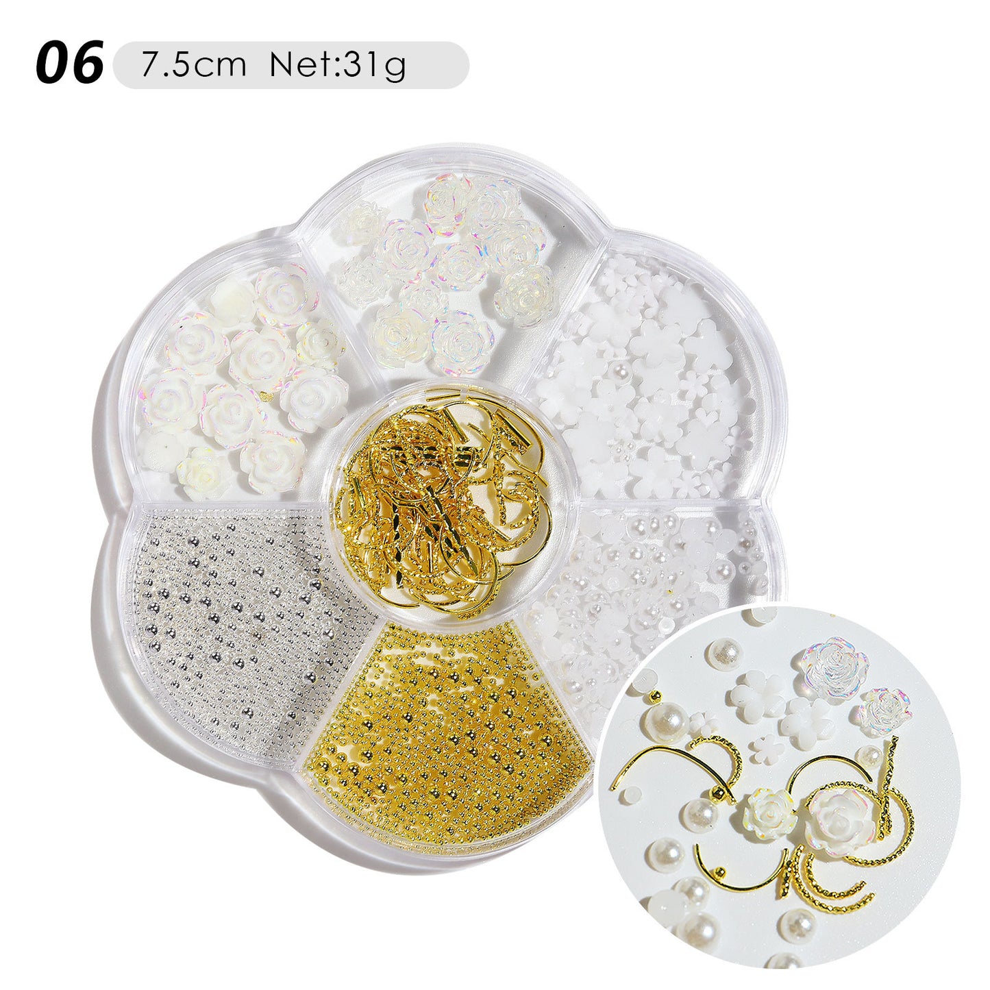 FDMB001 Nail accessories, flower bows, aurora, patch bears, rhinestones, pearl mix, nail decoration, diamond sequins