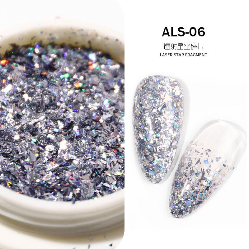 FFMB003 Irregular laser starry sky fragments sequins, nail stickers color-changing glitter