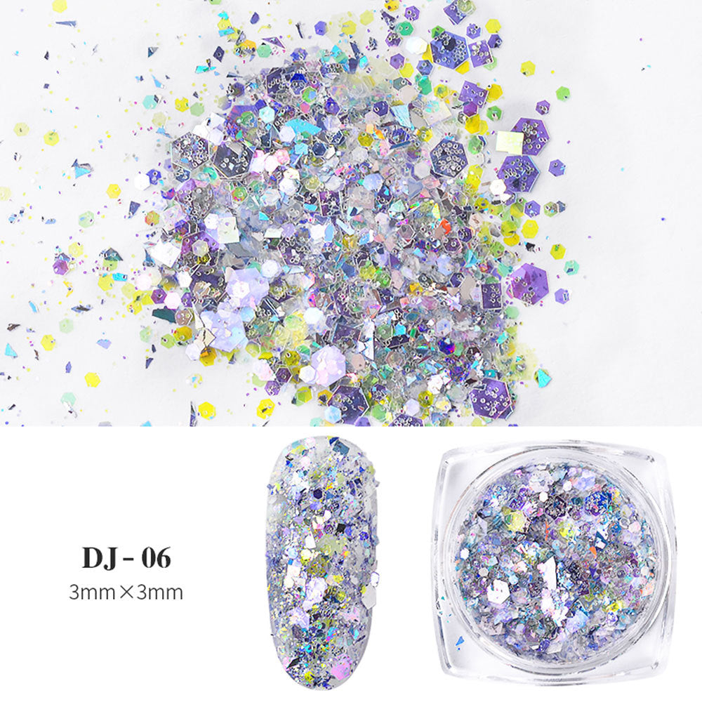 FFMB001 12 shades of light change to onion powder, phantom glitter sequin glitter powder, color-changing sequin size assortment