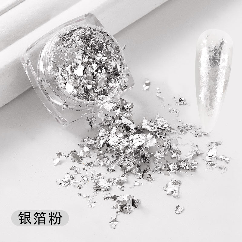 FSMB002 New Nail Art, Gold Foil Wire, Gold and Silver Foil Fragments, Nail Polish Glue DIY Decoration, Tin Foil