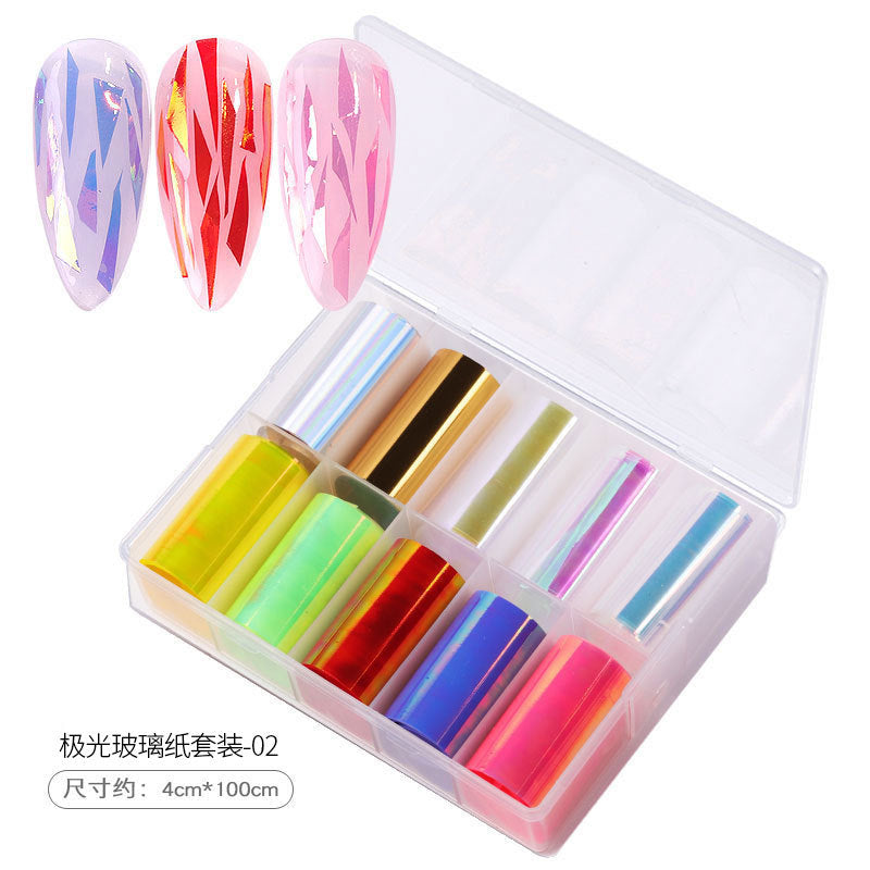 FSMB003 Manicure nail decoration, boxed, cellophane manicure laser aurora colorful cellophane