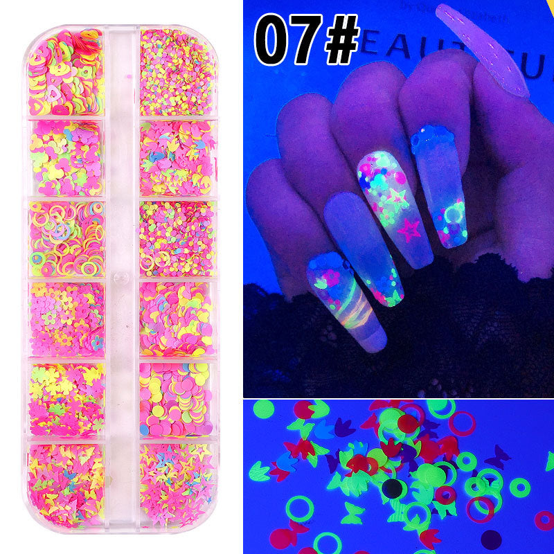 FFMB005 12 Color Mixed Nail Art Sequins Laser Symphony Star Butterfly Fluorescent DIY Nail Art Decorative Sequins