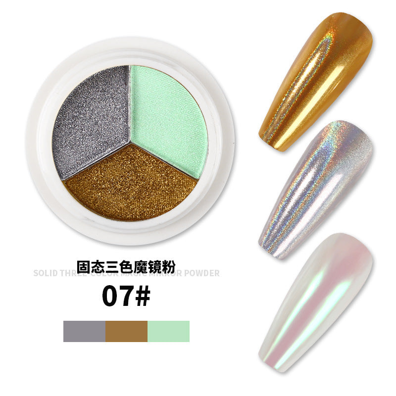 FFMA010 New nail three-color solid magic mirror powder, super bright powder, nail mirror powder, titanium powder