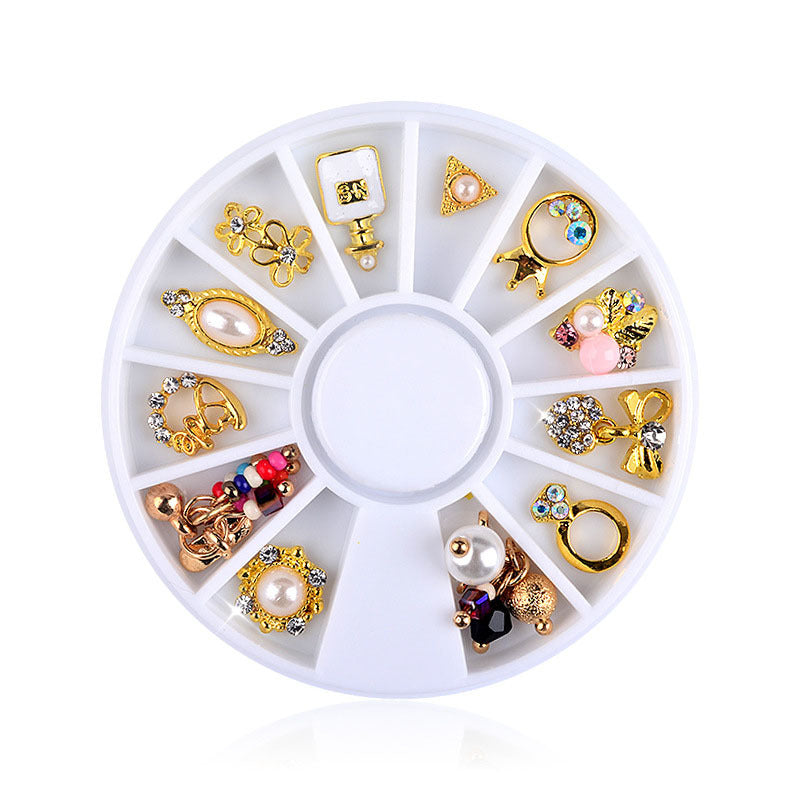 FDME010 Nail art turntable jewelry, colorful special-shaped AB diamond colorful glass drill nail jewelry turntable collection