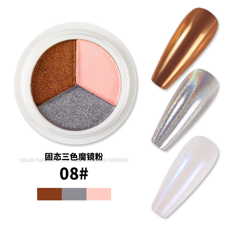 FFMA010 New nail three-color solid magic mirror powder, super bright powder, nail mirror powder, titanium powder