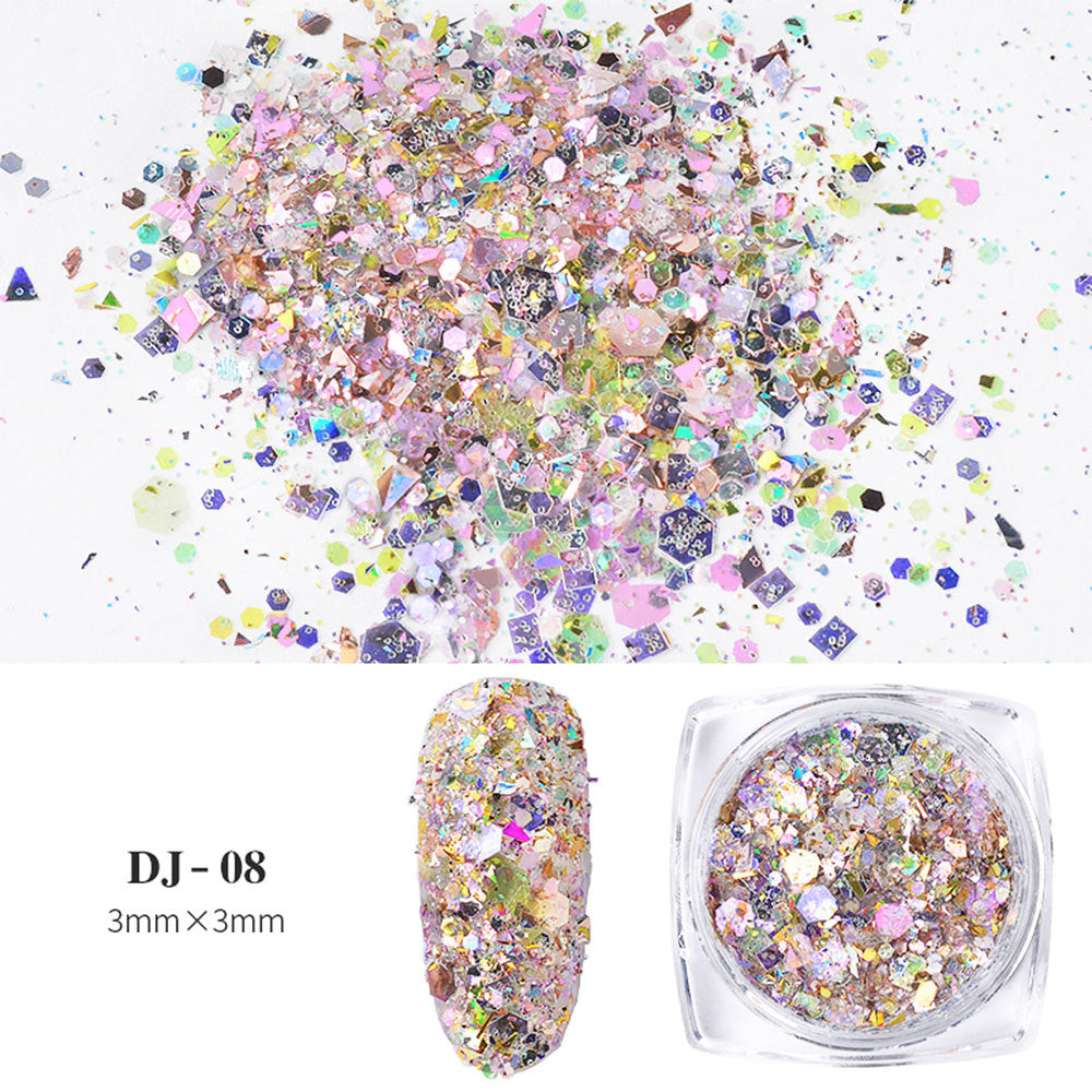 FFMB001 12 shades of light change to onion powder, phantom glitter sequin glitter powder, color-changing sequin size assortment