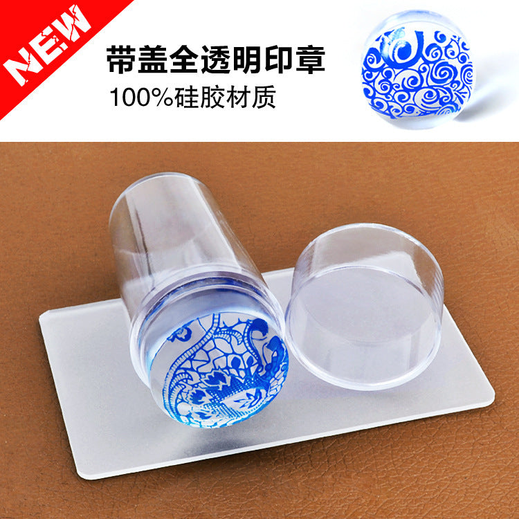 FYMA005 Nail Silicone Stamp, Laser Shrinkage Transparent Large Scraper Silicone Stamp Head, Nail Printing Collection