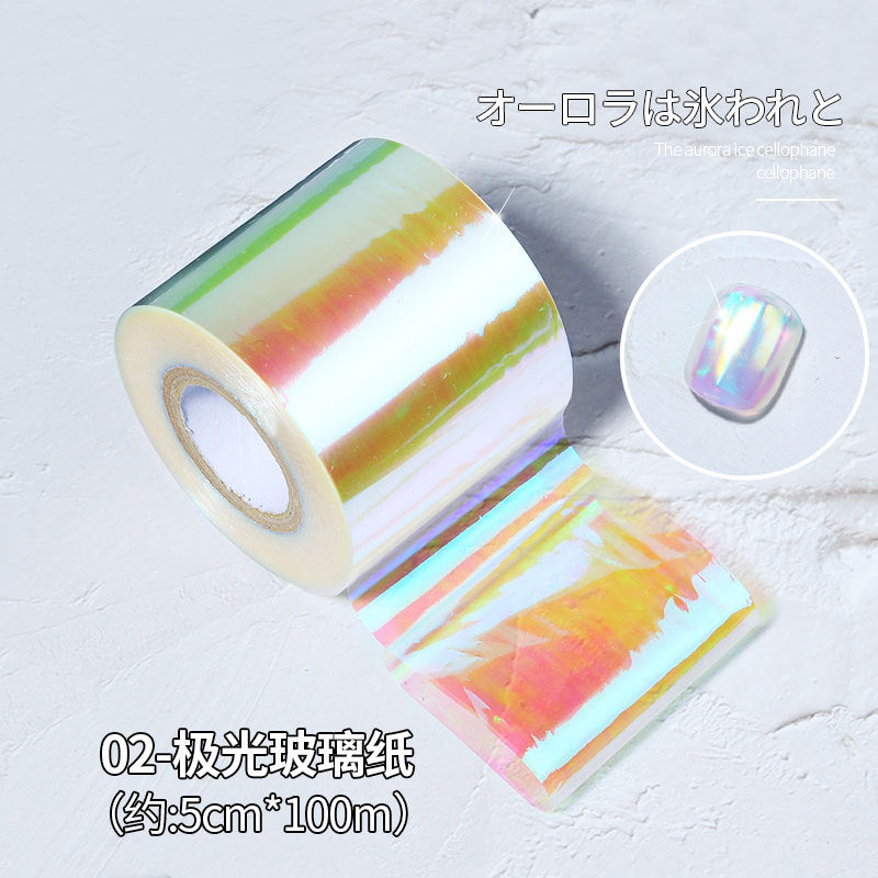 FSMB003 Manicure nail decoration, boxed, cellophane manicure laser aurora colorful cellophane