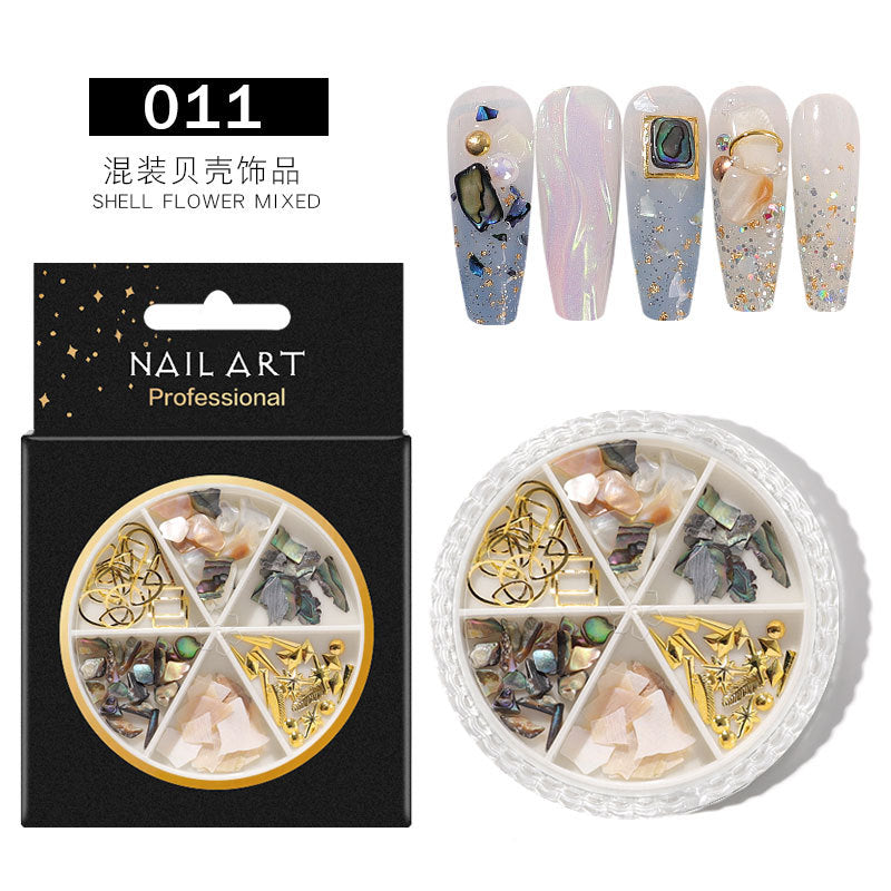 FDME009 Nail Art Accessories AB Rhinestones Rivets Butterfly 6-Grid Mixed Turntable Jewelry Sequins Nail Art Decoration