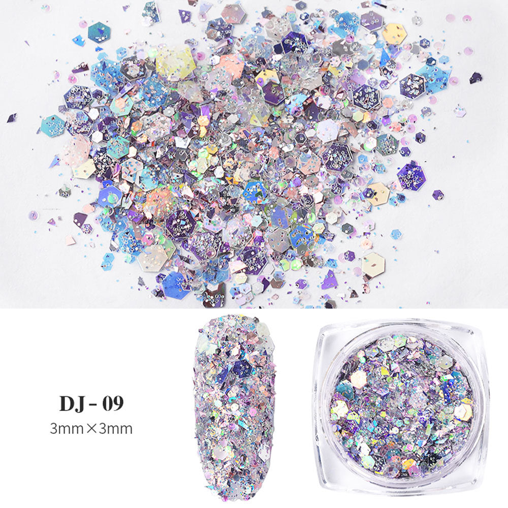 FFMB001 12 shades of light change to onion powder, phantom glitter sequin glitter powder, color-changing sequin size assortment