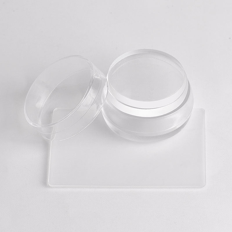 FYMA005 Nail Silicone Stamp, Laser Shrinkage Transparent Large Scraper Silicone Stamp Head, Nail Printing Collection