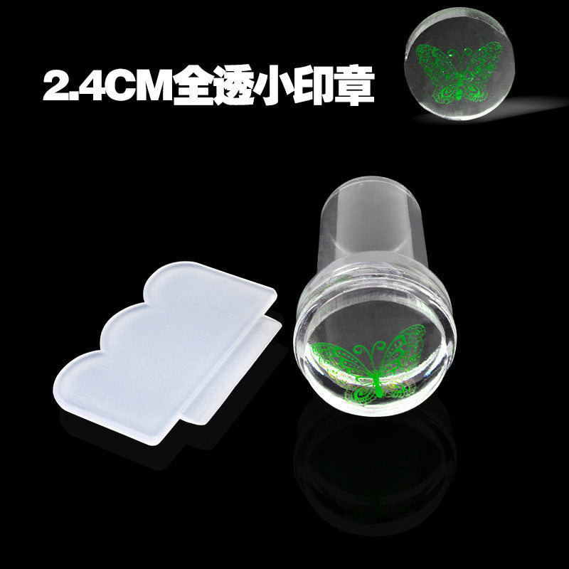 FYMA005 Nail Silicone Stamp, Laser Shrinkage Transparent Large Scraper Silicone Stamp Head, Nail Printing Collection