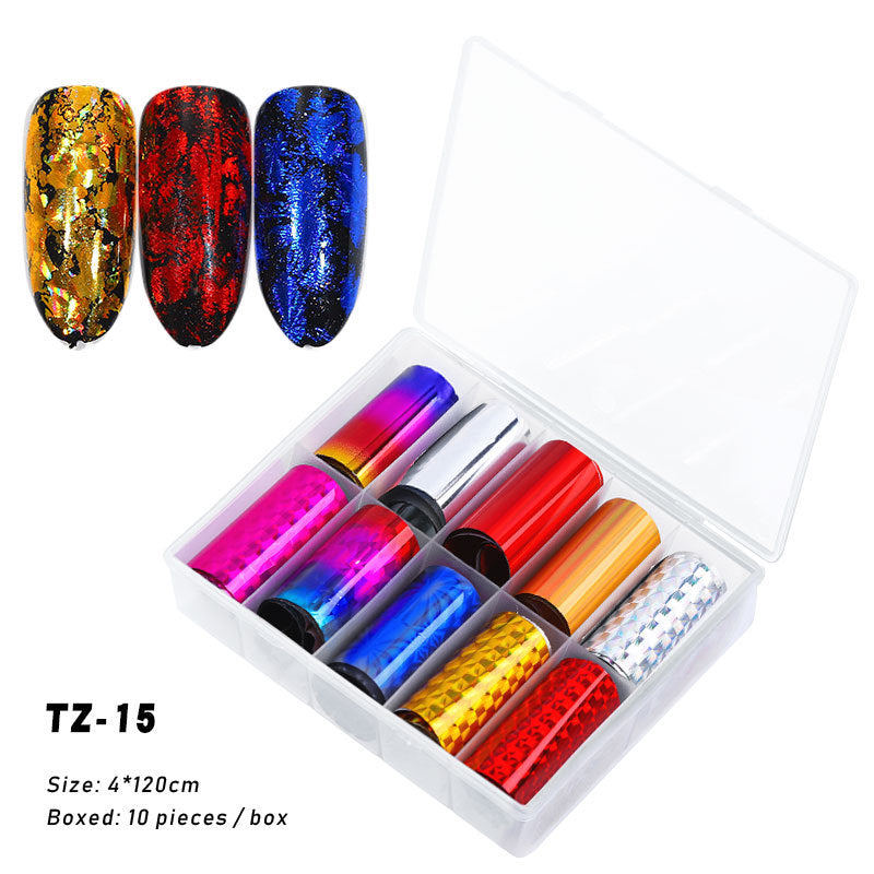 FSMA005 New nail supplies, transfer stickers, star paper, Tibetan style, colorful laser