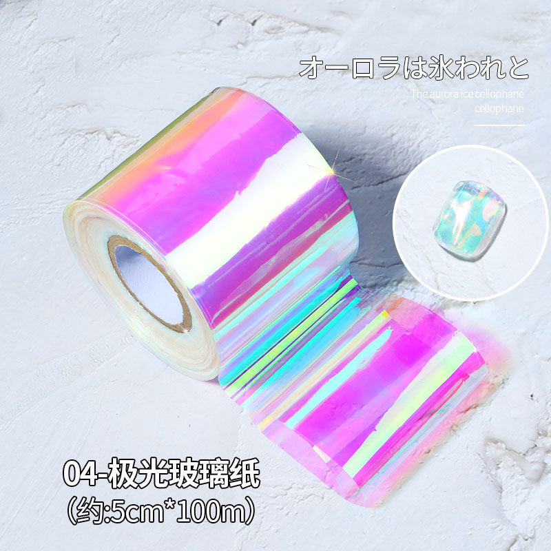 FSMB003 Manicure nail decoration, boxed, cellophane manicure laser aurora colorful cellophane