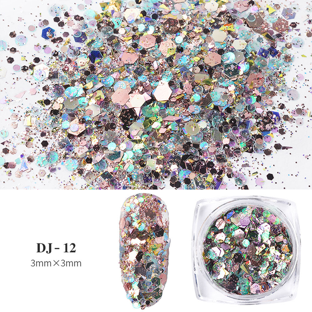 FFMB001 12 shades of light change to onion powder, phantom glitter sequin glitter powder, color-changing sequin size assortment