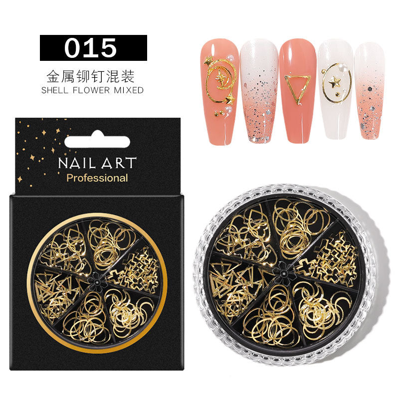 FDME009 Nail Art Accessories AB Rhinestones Rivets Butterfly 6-Grid Mixed Turntable Jewelry Sequins Nail Art Decoration