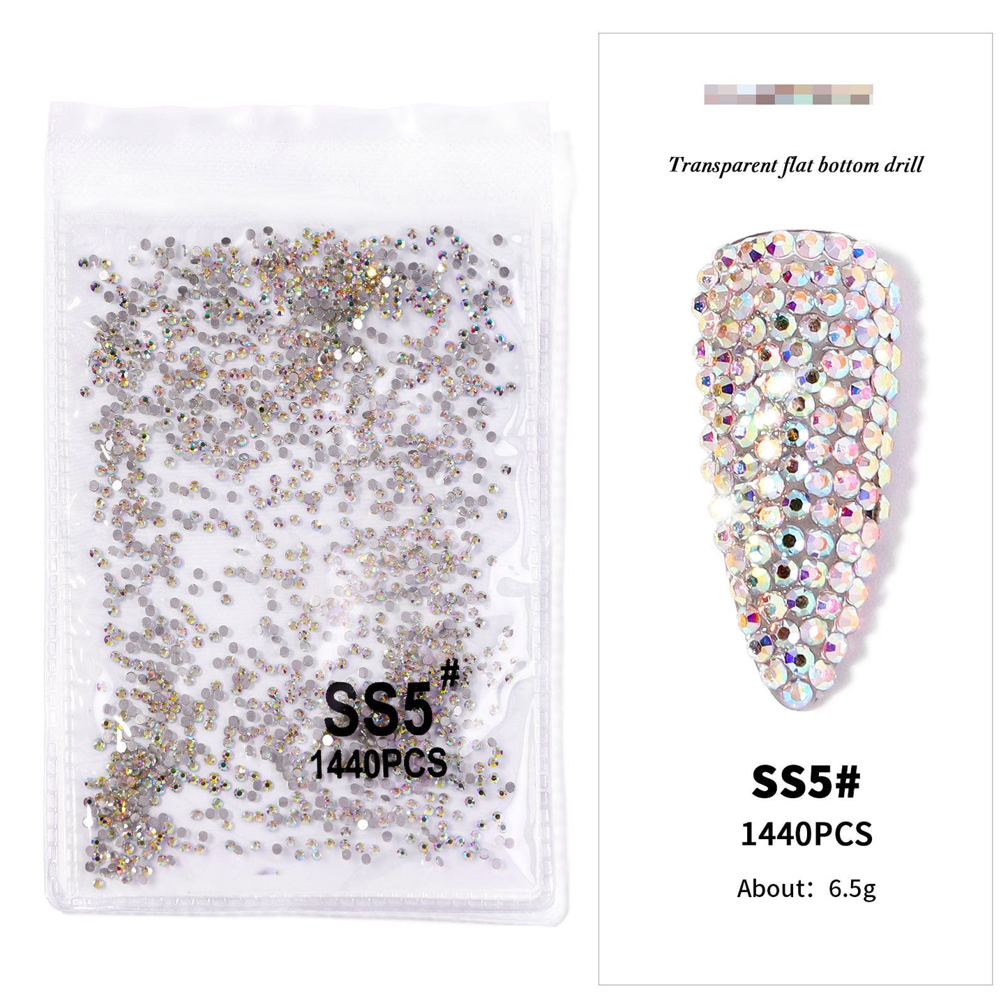 FDMA002 Nail Art Accessories, Flat Bottom Diamonds, Transparent AB Diamonds, Nail Drills, DIY Decorations, Gold Bottom, Silver Bottom, Quality, Rhinestones, Color Mixed Diamonds