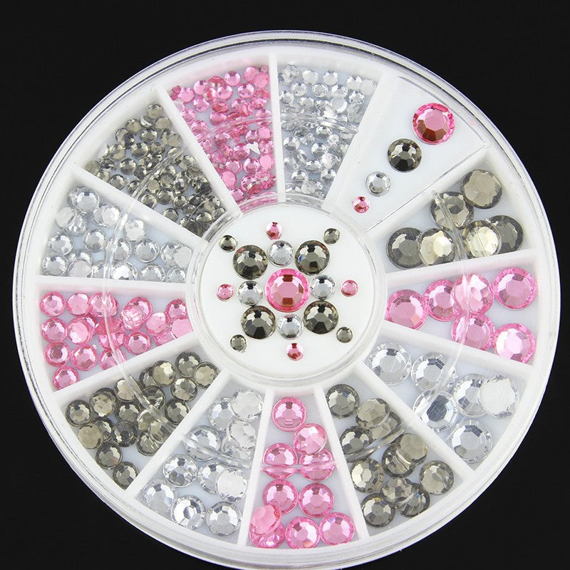 FDME003 Rhinestone White Diamond Disc Jewelry Peach Heart AB Drill 12 Grid Turntable Collection