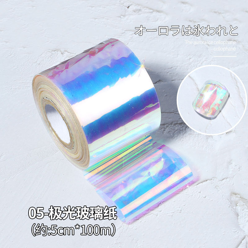 FSMB003 Manicure nail decoration, boxed, cellophane manicure laser aurora colorful cellophane