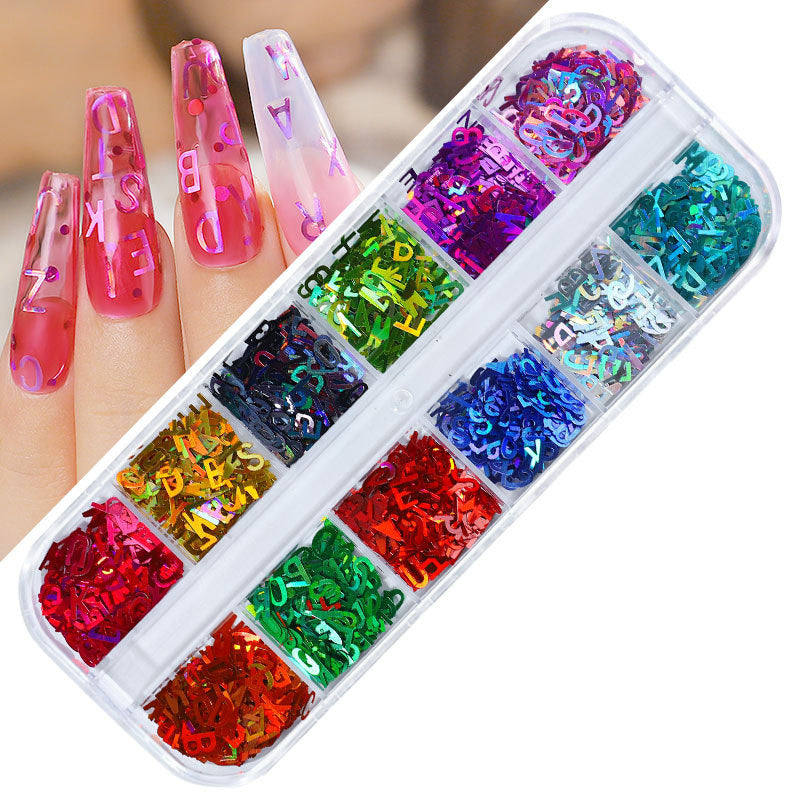 FFMB004 Hot selling nail art sequins love, laser magic butterfly fluorescent luminous sequins boxed