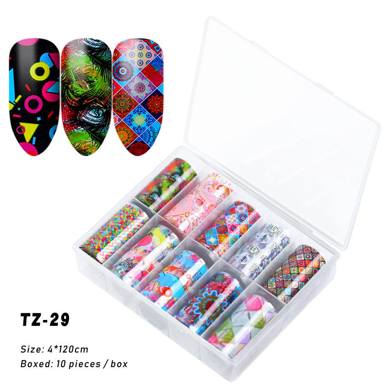 FSMA005 New nail supplies, transfer stickers, star paper, Tibetan style, colorful laser