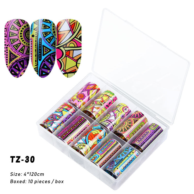 FSMA005 New nail supplies, transfer stickers, star paper, Tibetan style, colorful laser